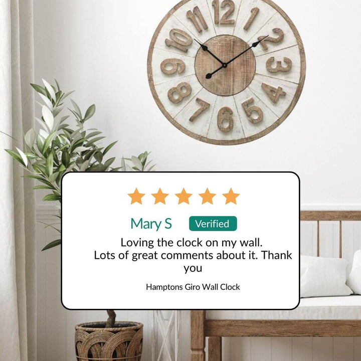 The 70cm Hamptons Giro Large wall clock 5 star customer review by Mary