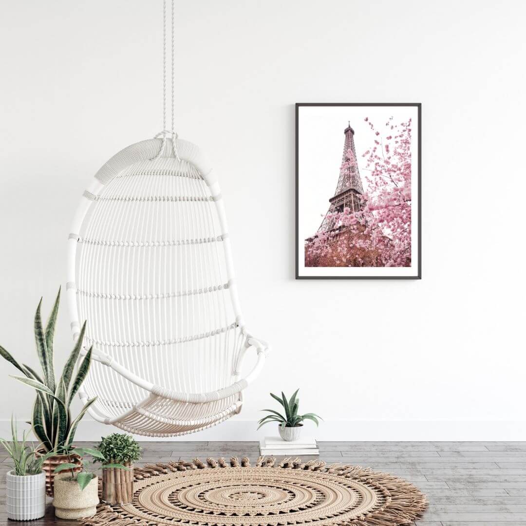 A wall art photo print of the Eiffel Tower in Spring with a black frame or unframed shop online at Beautiful HomeDecor with free shipping