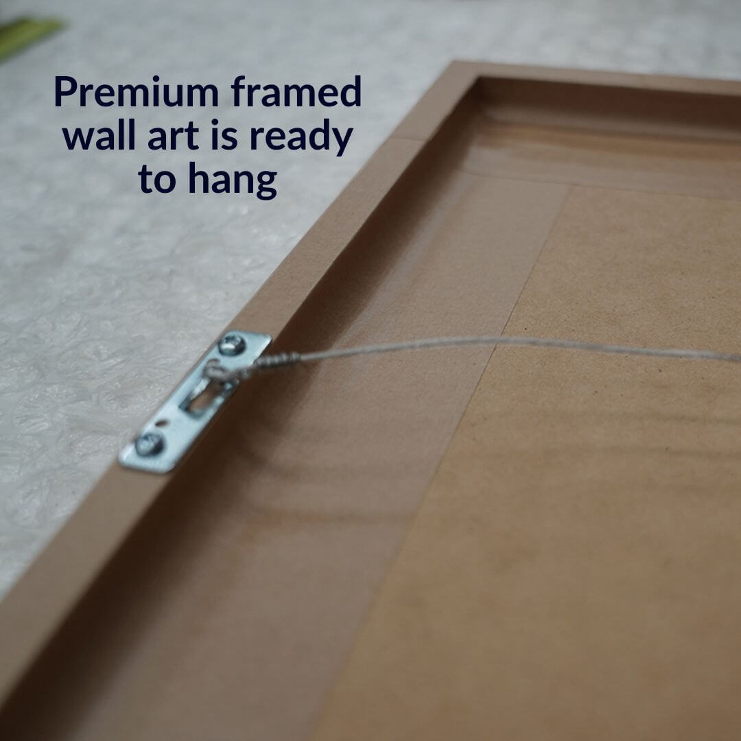 Premium framed wall art prints back showing the metal wire and hook ready to hang Beautiful Home Decor