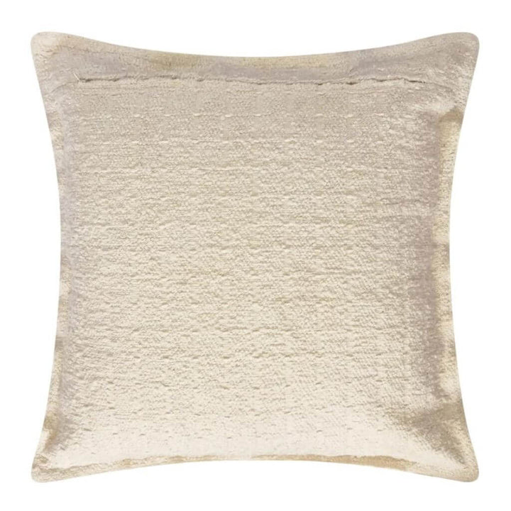 The back of the square Gemma Cream Boucle Cushion, measuring 50cm is the perfect decorative cushion to style your bed or sofa.