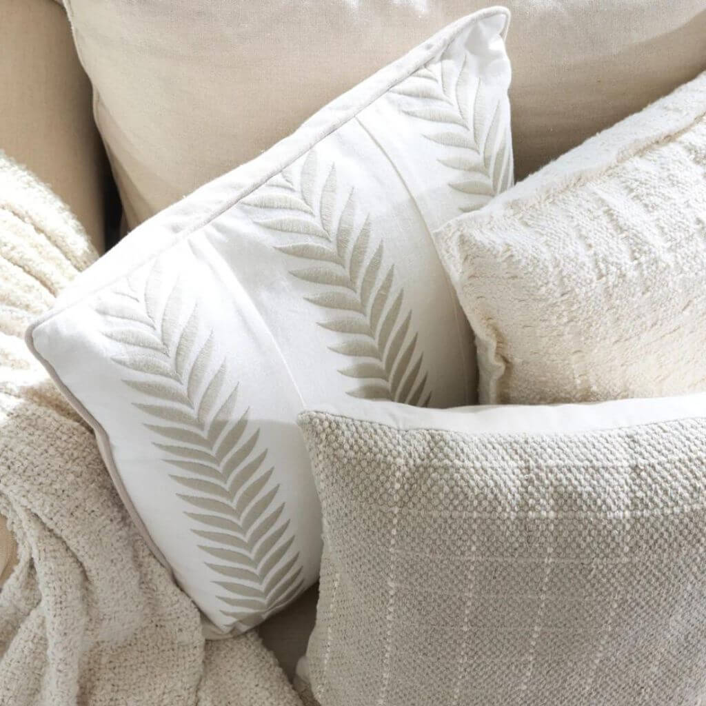 The Gemma Boucle Square Cream Cushion, measuring 50cm is the perfect decorative scatter  cushion to decorate your bed or sofa.