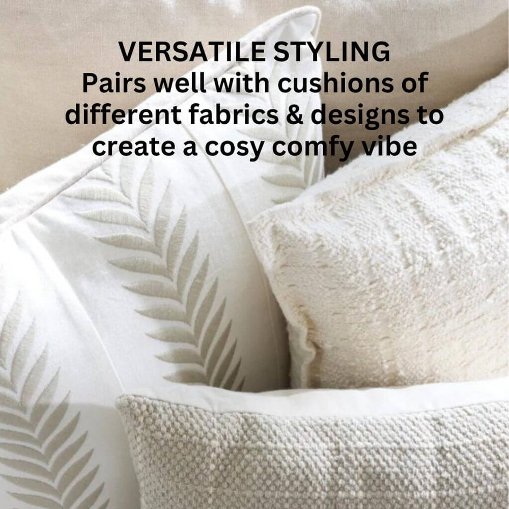 The popular Gemma Cream Boucle Cushion, measuring 50cm is the perfect decorative cushion to style your bed or sofa.