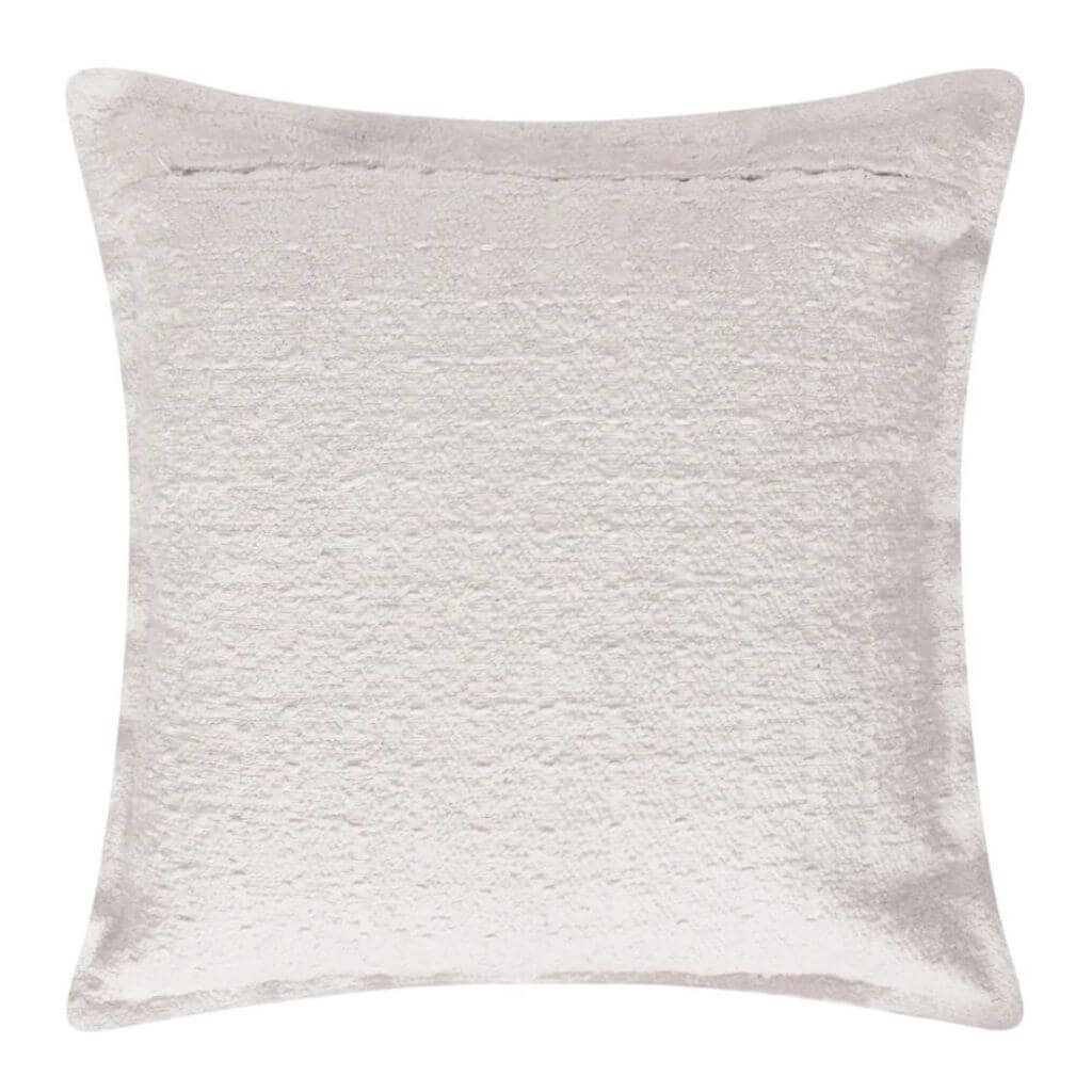 The back of the  Gemma Ivory Boucle Cushion, measuring 50cm is the perfect decorative cushion to style your bed or sofa.