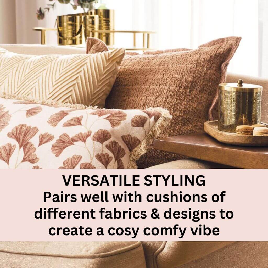 The popular Gemma Warm Taupe Boucle Cushion, measuring 50cm is the perfect decorative cushion to style your bed or sofa.