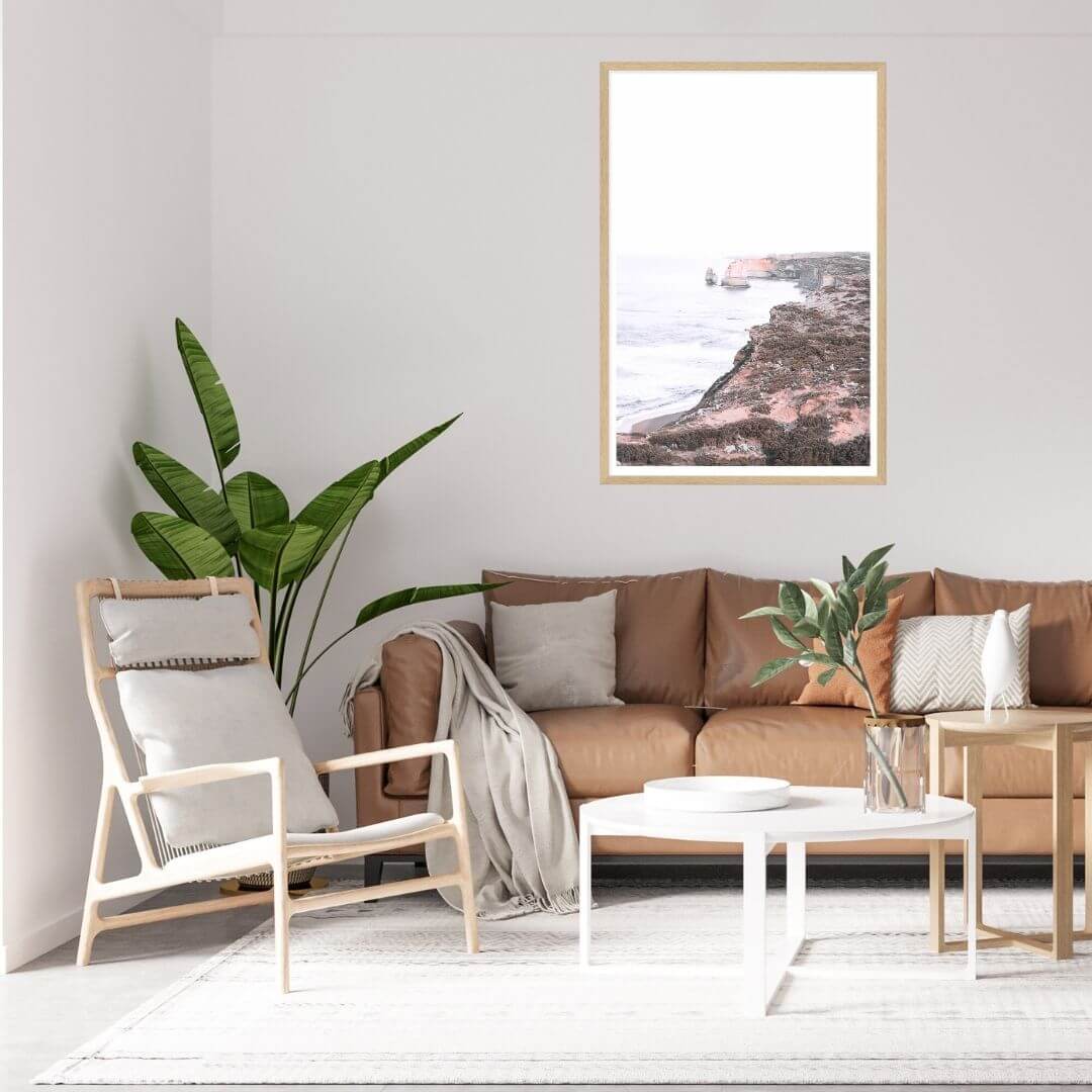 A wall art photo print of the Great Ocean Road B with a timber frame or unframed for your living room empty walls