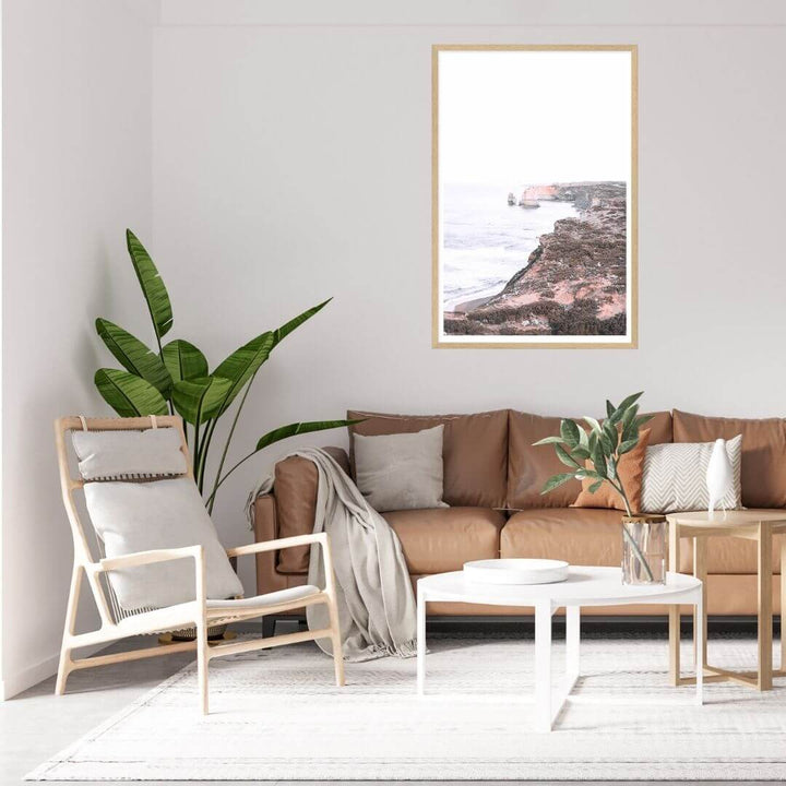 A wall art photo print of the Great Ocean Road B with a timber frame or unframed for your living room empty walls