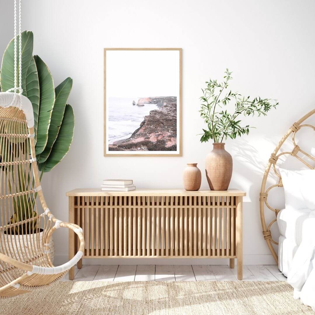 A wall art photo print of the Great Ocean Road B with a timber frame to decorate your bedroom by Beautiful Home Decor