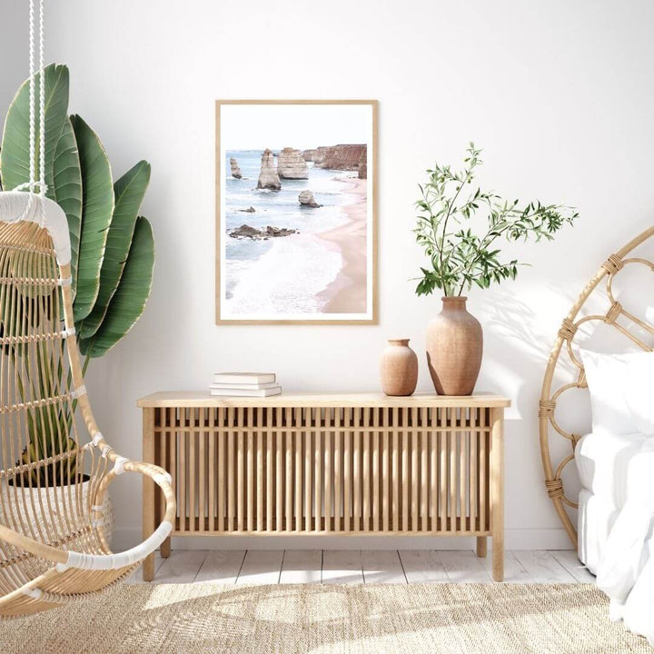 A wall art photo print of the Great Ocean Road A Twelve Apostles with a timber frame to decorate your coastal bedroom by Beautiful Home Decor