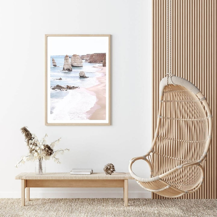A coastal wall art photo print of the Great Ocean Road A Twelve Apostles with a timber frame for the living room by Beautiful Home Decor