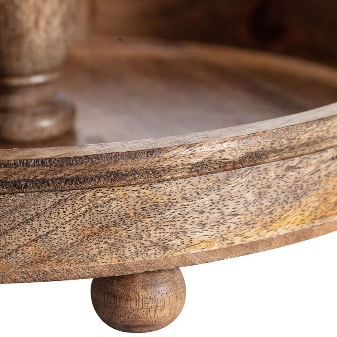 Ball feet of the Wooden Two Tier Decorative Tray Display Stand