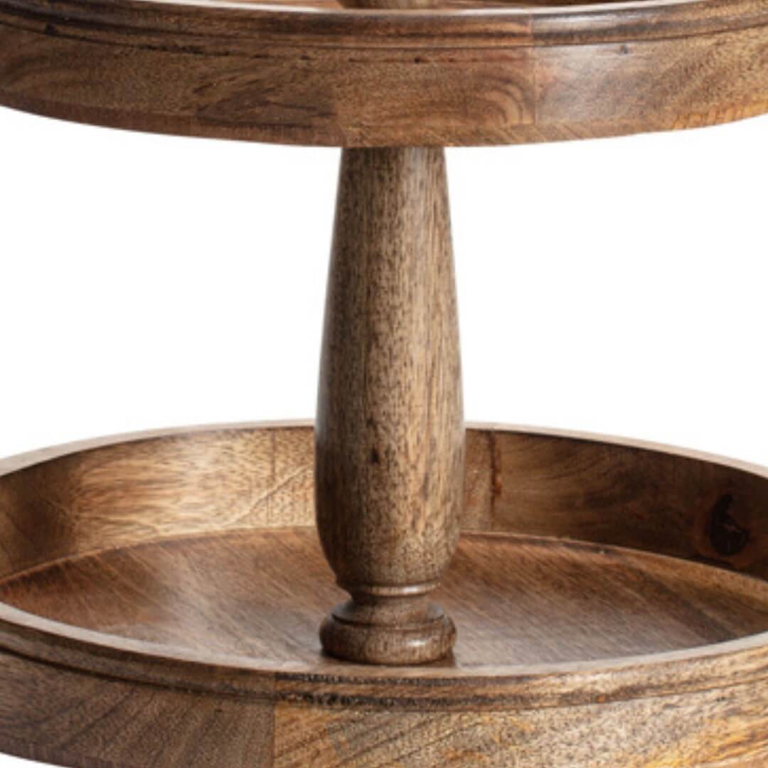 Wooden Two Tier Decorative Tray Display Stand with two levels