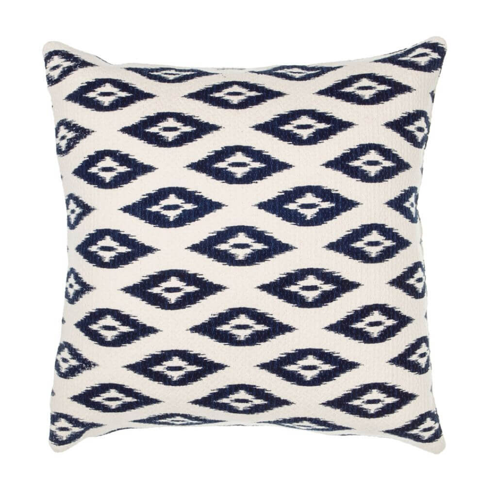 The Hamptons Blue and White Cushion with a geometric shape perfect to style your Hamptons Coastal Home sofa or bedroom