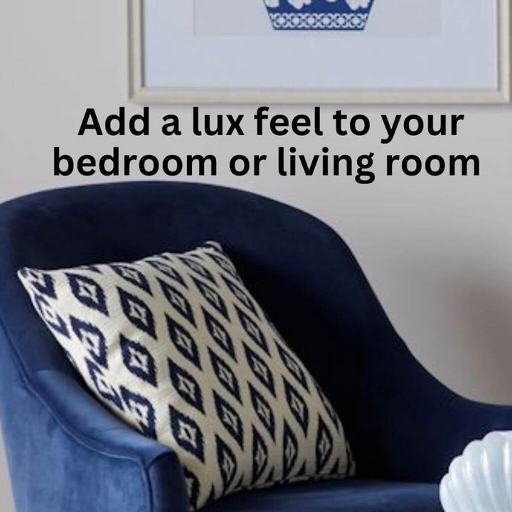 Add a lux feel to your home with a Hamptons Blue and White Cushion with a geometric shape perfect to style your Hamptons Coastal Home sofa or bedroom