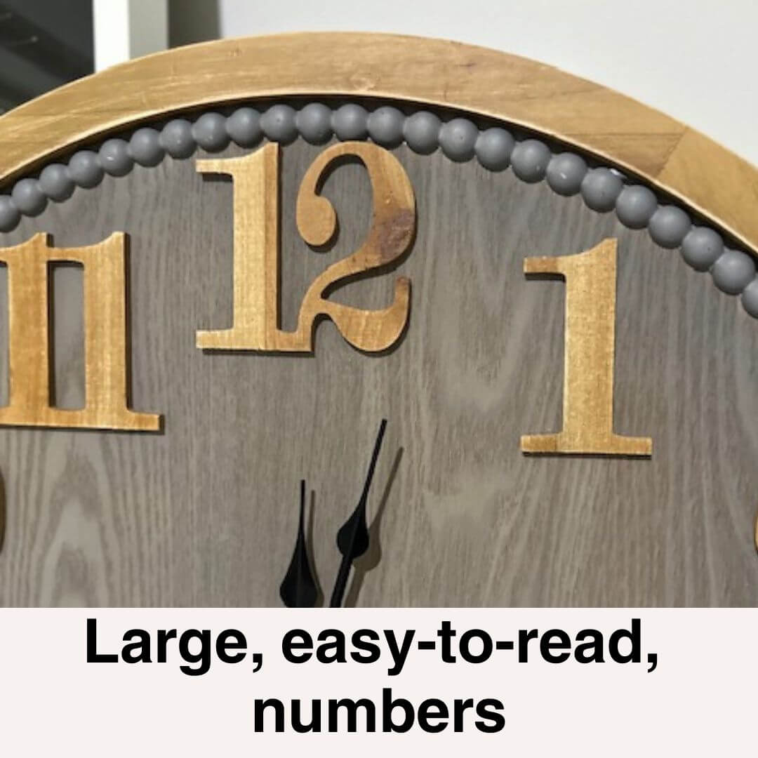 Large 60cm Contemporary Grey Timber Wall Clock with modern wood numbers and soft grey style.