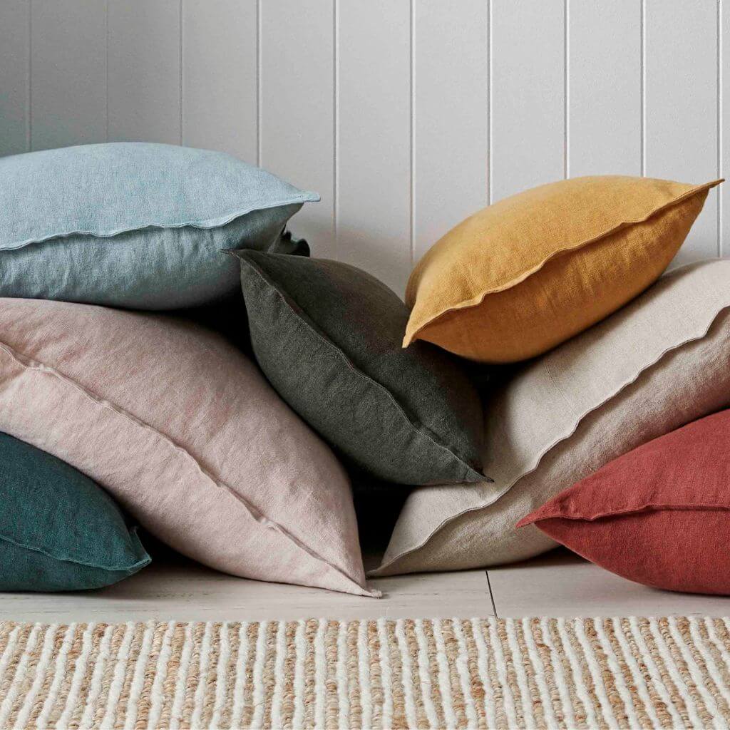 Como Square Linen Cushion 40cm 50c 60cm Weave Cushions Covers Feather Inserts