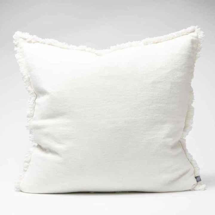 A stylish Off White Luca 50cm Linen Cushion and Throw Set for your Hamptons Coastal Home Decor.