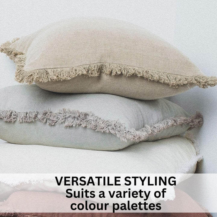 The Square 50cm Luca Boho Linen Cushion with Fringe suits a variety of interior design styles and colours.