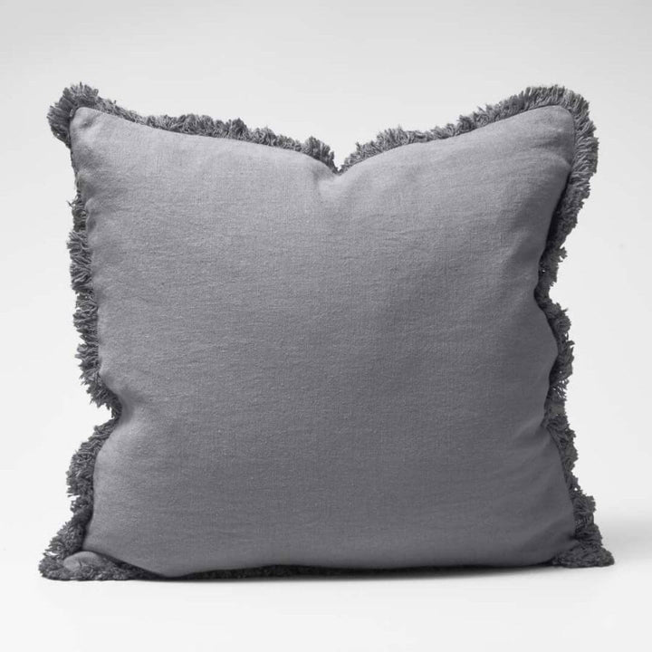 A modern slate grey Luca 50cm Linen Cushion and Throw Set