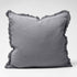 A modern slate grey Square 50cm Luca Boho Fringe Linen Cushion and throw bundle set.