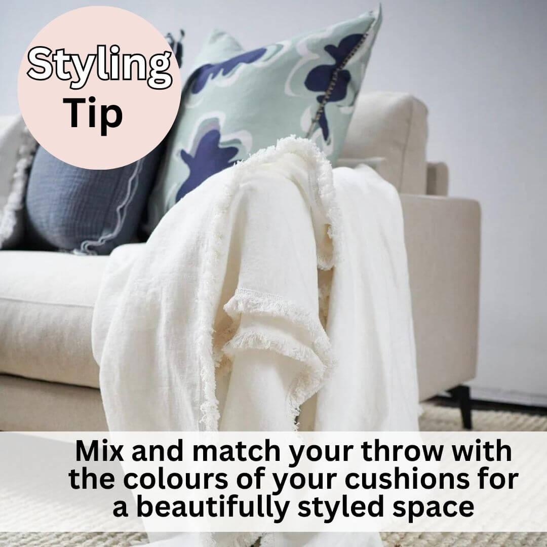 Mix and match a Luca Boho Linen Throw measuring 150cm x 200 cm with cushions in similar colours