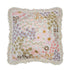 The 50cm Millie Square cushion with a floral embroidered pattern in pink, lilac, purple, brown and cream.