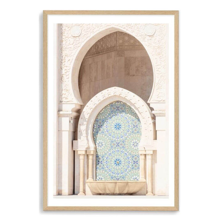Moroccan Temple Arch Wall Art Photo Print with a timber frame and white border by Beautiful Home Decor