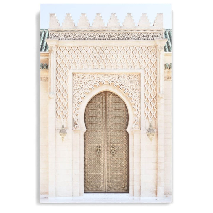A wall art photo print of a Moroccan Temple Door unframed, printed edge to edge without a white border