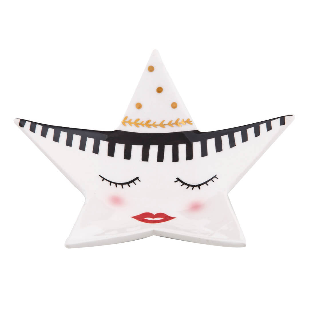 A Queenie star jewellery holder trinket dish  with a face to store your jewellery