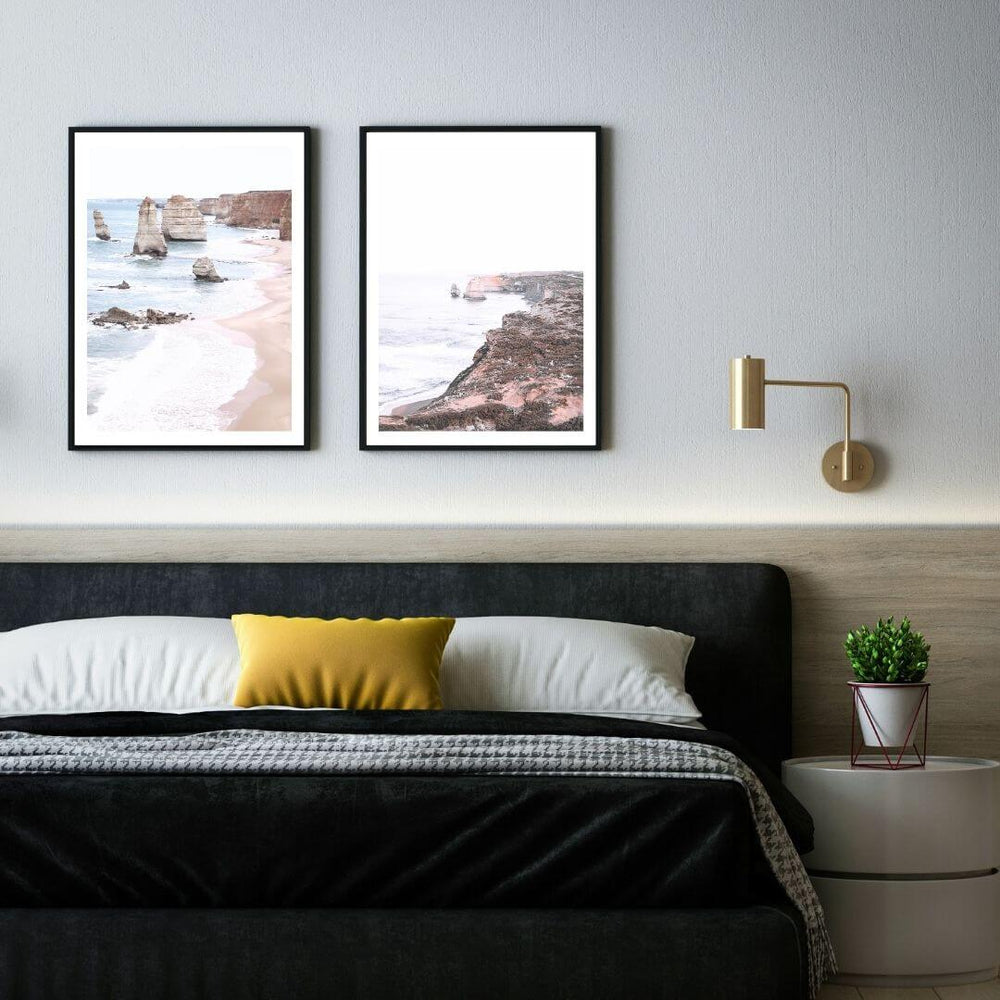 A set of 2 Great Ocean Road Twelve Apostles Wall Art Prints with a timber frame, no white border at Beautiful Home Decor