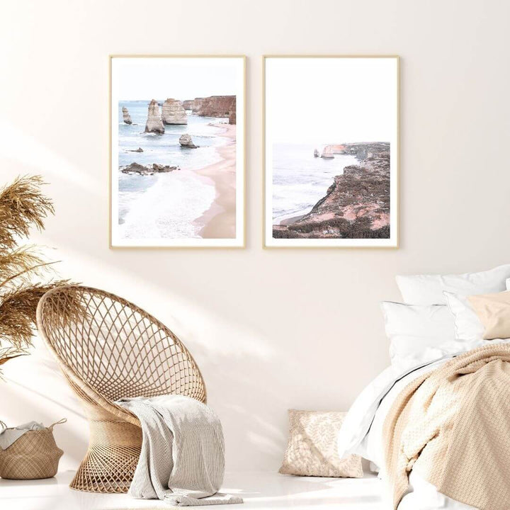 A set of 2 Great Ocean Road Twelve Apostles Wall Art Prints with a black frame, no white border at Beautiful Home Decor