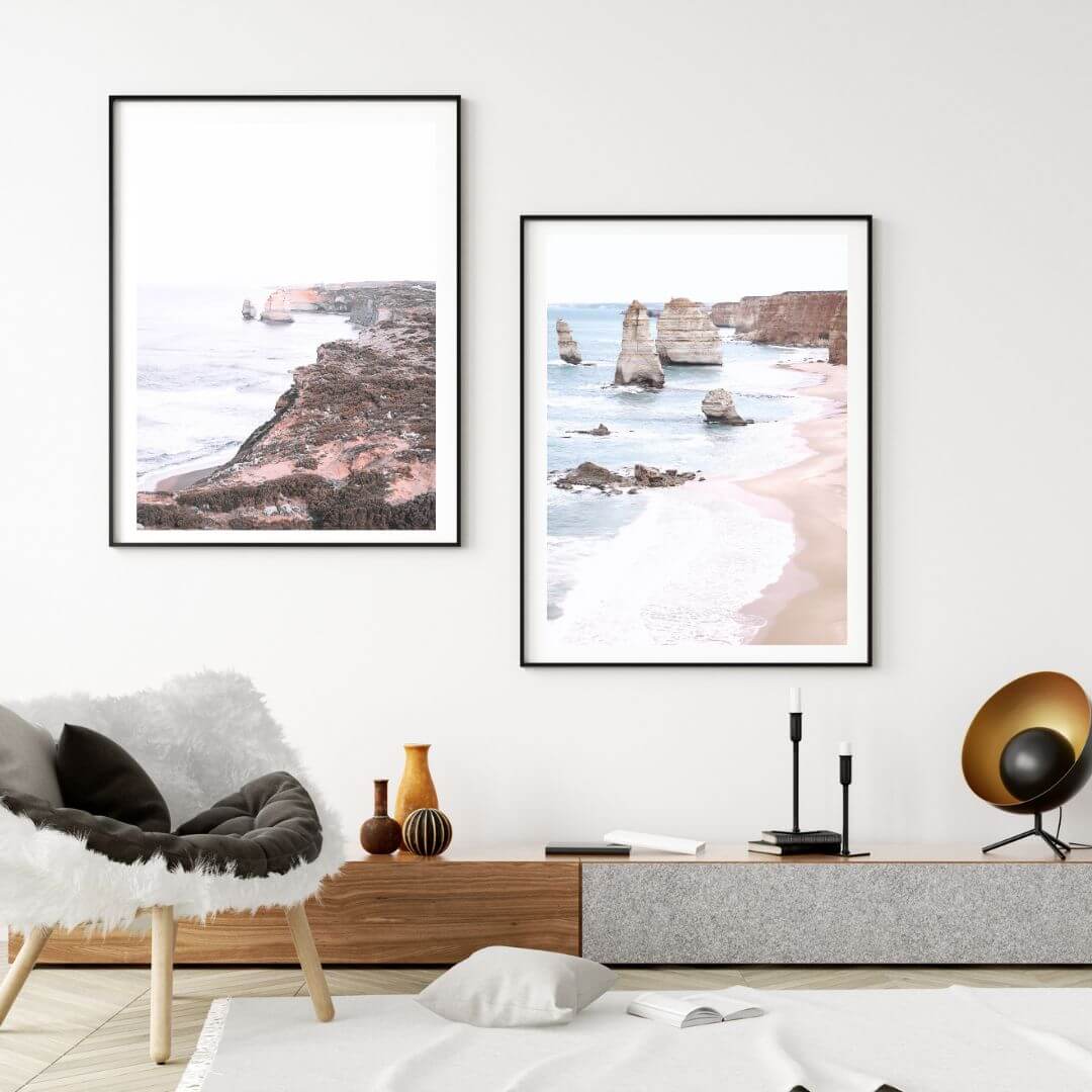 Set of 2 Great Ocean Road Wall Art Print with The Twelve Apostles Wall Art Prints Framed or Unframed