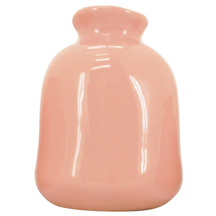 Small salmon pink ceramic vase with glossy finish and curved shape – perfect for bedside tables, shelves, or home styling.