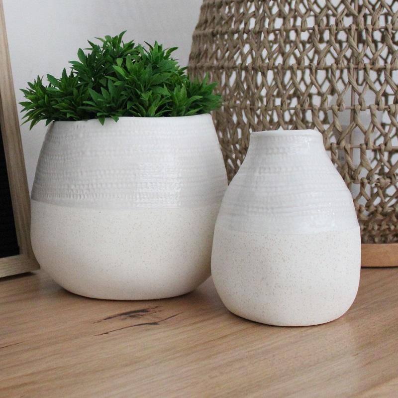 Plant Pots and Vases available in the Diggle Range in White and Light Blue