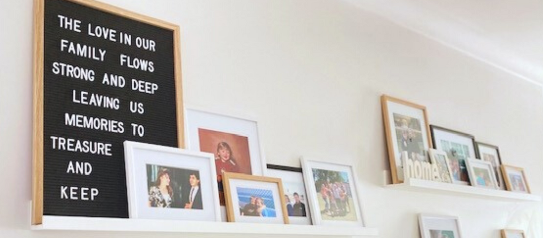 Beautiful Home Decor How to create a photo gallery wall shelf