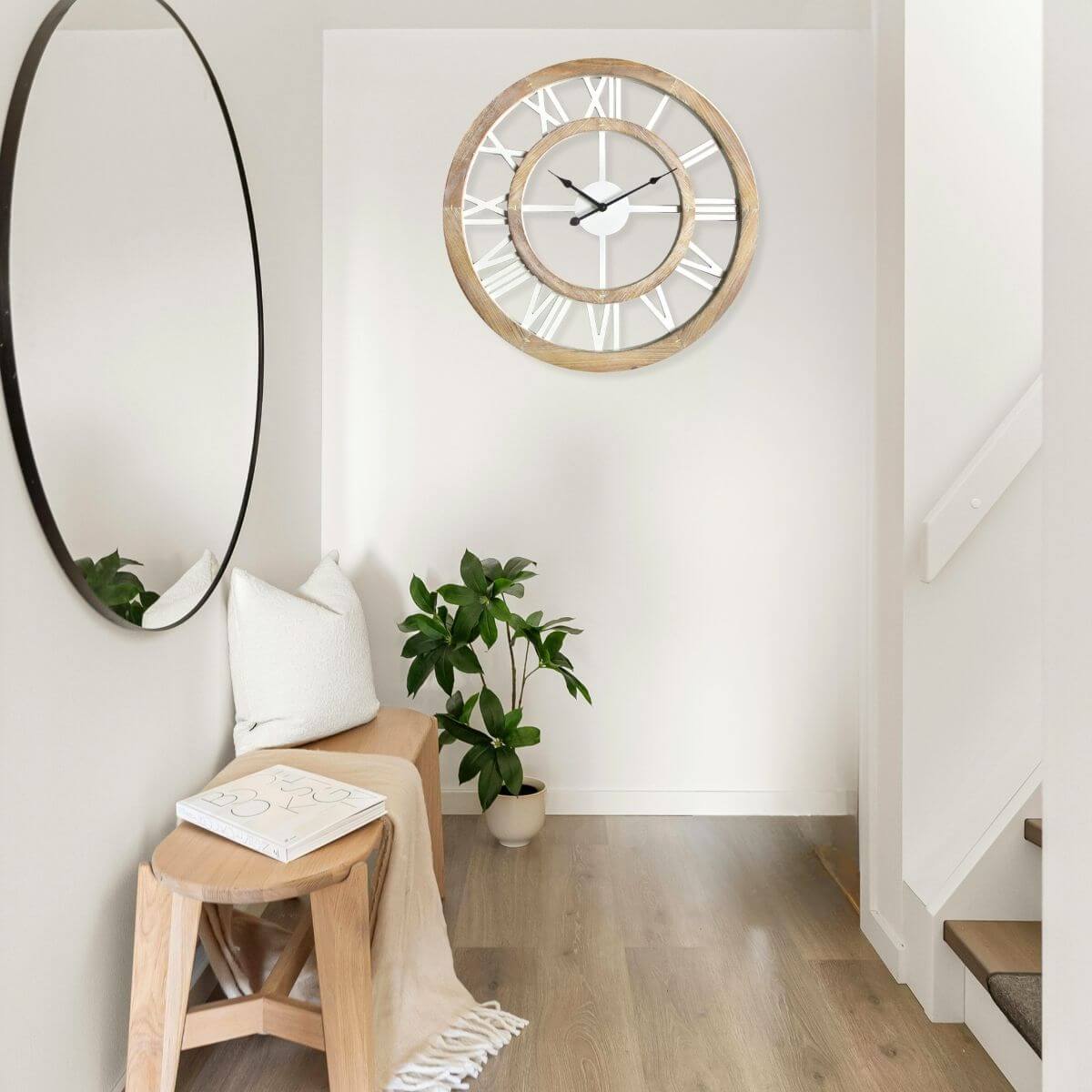 60cm 80cm Coastal Hamptons large wall clock to decorate your hallway