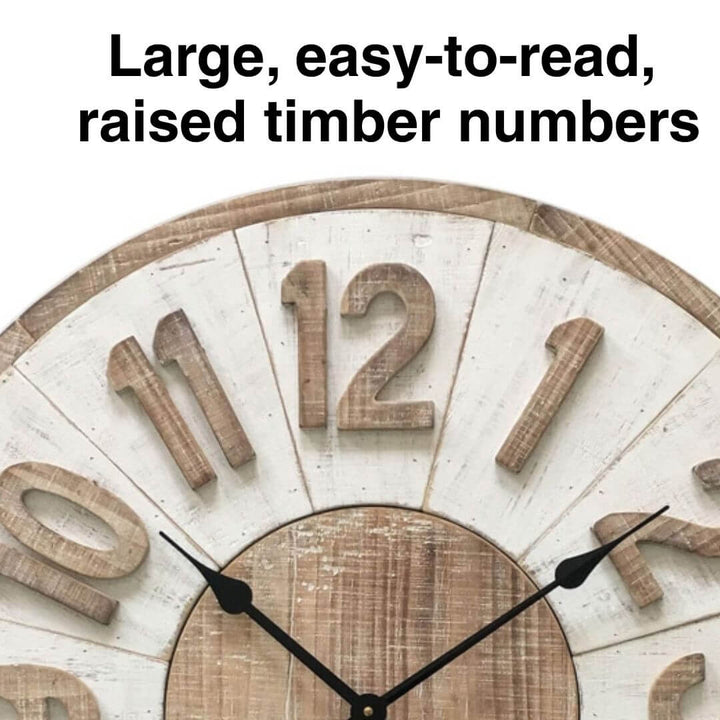The 70cm Hamptons Giro Large Wall Clock with large, easy-to-read numbers on a white background