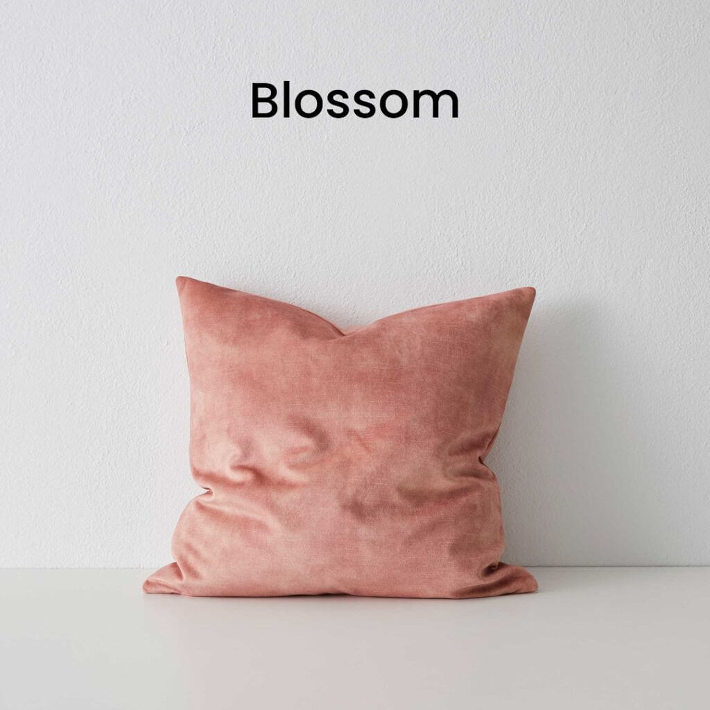 Ava Blossom Pink Velvet Cushion 50cm Square Weave Cushions Covers Feather Insert