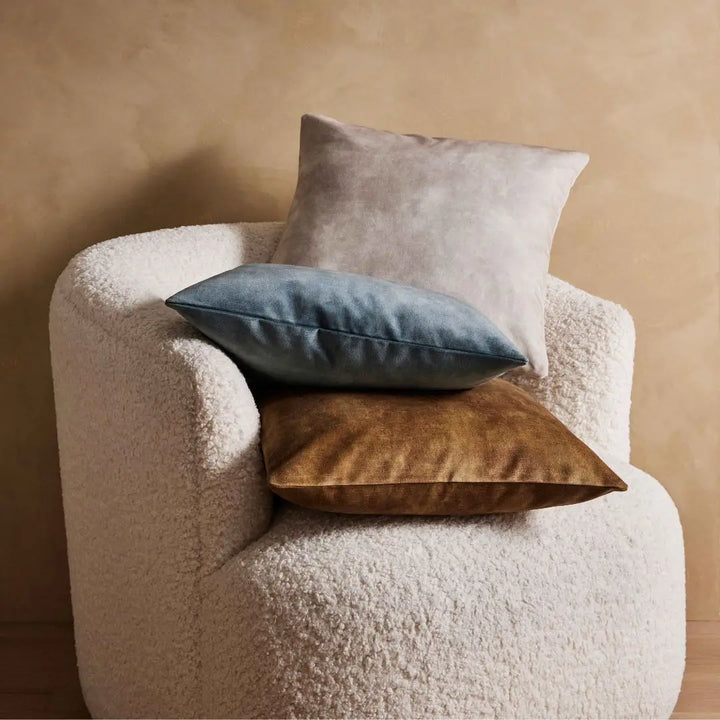 3 Ava Square Velvet cushion on a boucle chair