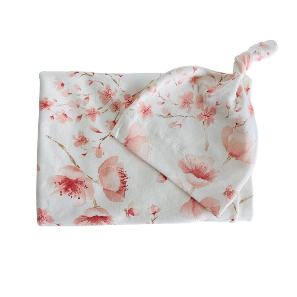 Wrap your little one in a super soft, Jersey Cotton Swaddle and Beanie in a beautiful Cherry Blossom Design Beautiful Home Decor