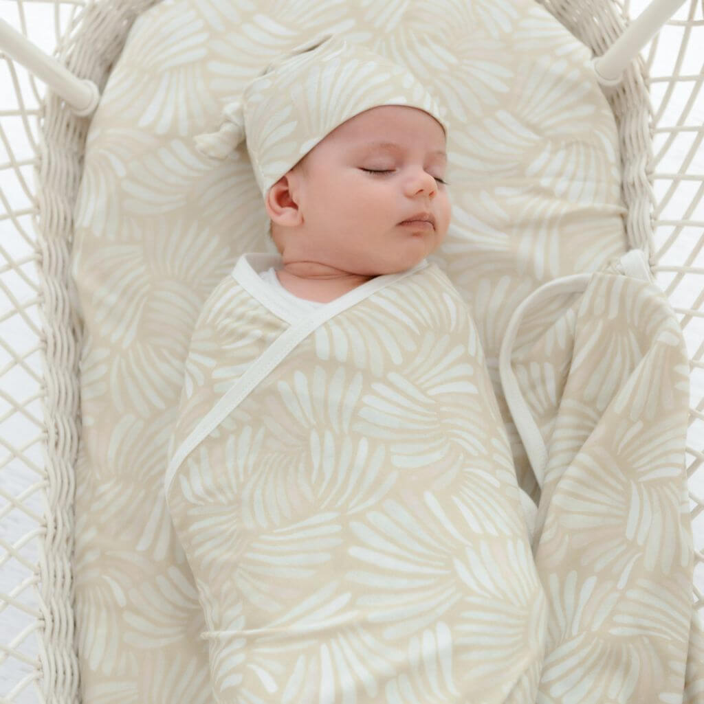 Wrap your little one in a super soft, Jersey Cotton Swaddle and Beanie in a gorgeous Sandy Shell pink Design Beautiful Home Decor