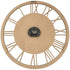 A big 60cm Carved Industro Hamptons Wall Clock with a white handcarved clock face and black metal roman numerals back view