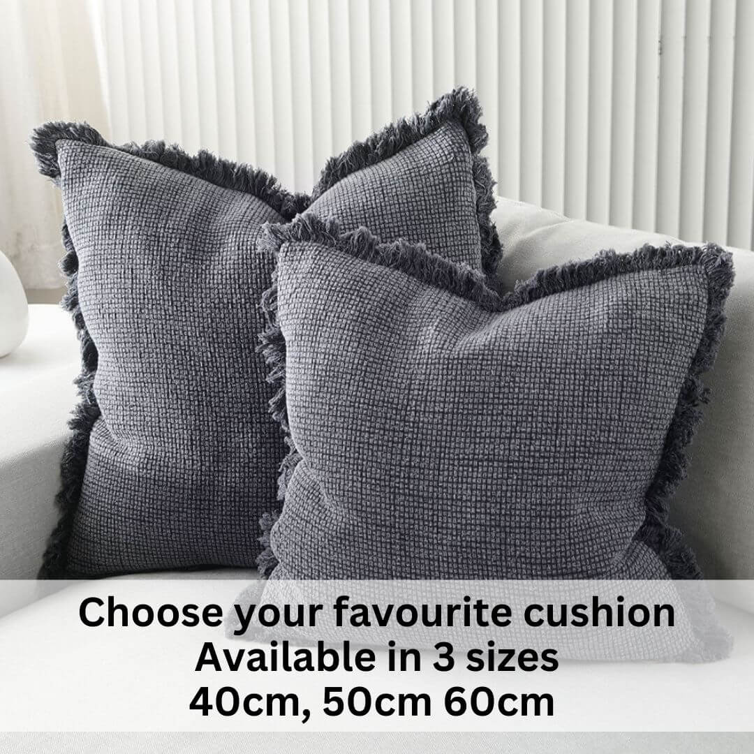 The Chelsea Fringe Cotton Cushion is available in a 60cm square, 50cm square and 40cm rectangle cushions.