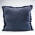A Square 50cm Chelsea Fringe Cotton Cushion in navy blue.