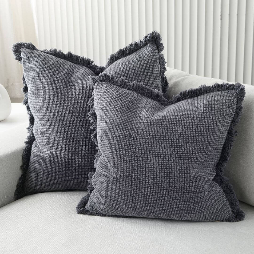 Mix and match the Square 50cm Chelsea Fringe Cotton Cushion with cushions of different sizes and styles.