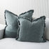 The khaki green Square 60cm Chelsea Fringe Cotton Cushion is also available in a 50cm cushion.