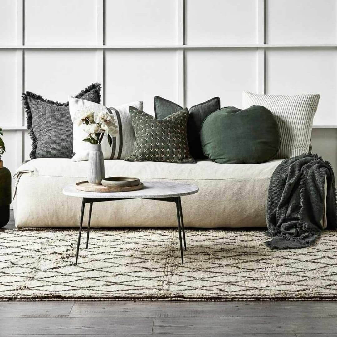 Mix and match the Square 50cm Chelsea Fringe Cotton Cushion and Throw Set with cushions of different sizes and styles.