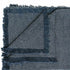 The Chelsea Cotton Throw with fringe measuring 150cm x 180cm in navy blue.