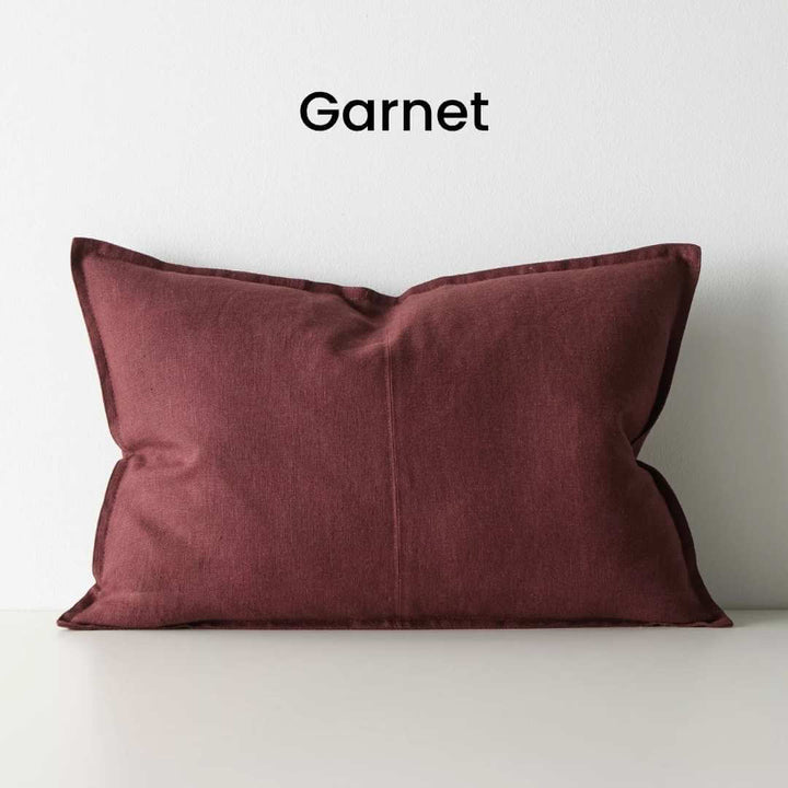 Como Garnet Red 40cm x 60cm Lumbar Rectangle Linen Cushion Weave Cushions Covers Feather Inserts