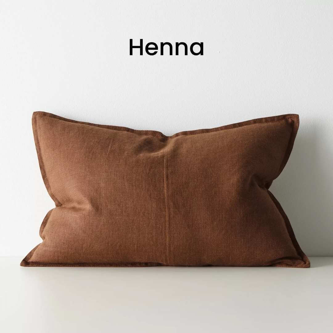 Como Henna Brown 40cm x 60cm Lumbar Rectangle Linen Cushion Weave Cushions Covers Feather Inserts