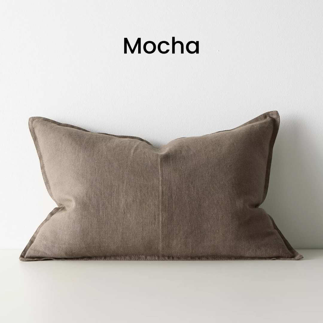 Como Mocha Brown 40cm x 60cm Lumbar Rectangle Linen Cushion Weave Cushions Covers Feather Inserts